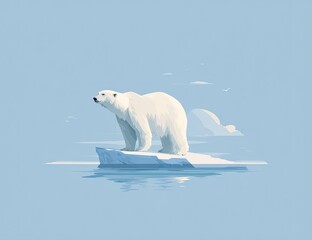 Fototapeta premium Polar bear on an ice floe in a serene arctic landscape