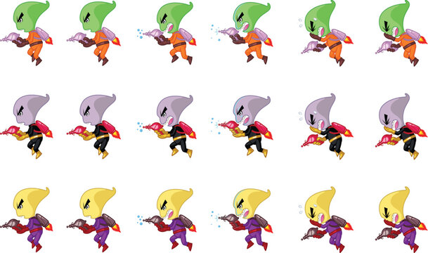 Space Alien Shooter Game Sprite Sheets