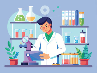 Young male scientist examining samples in a laboratory
