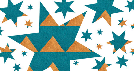 Obraz premium Seamless Star Pattern Elements with Realistic Blue and Brown Fabric Textile Texture. Ideal for Creative Designs or Projects.