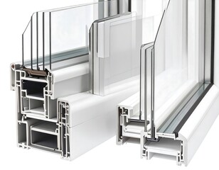 Close-up view of window profiles