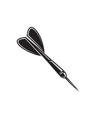 Black and White Illustration of a Single Dart game sport