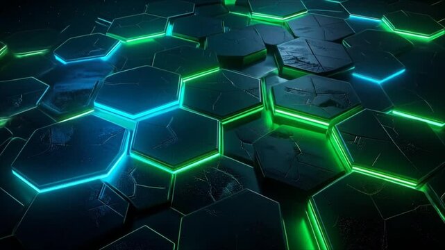 Abstract hexagon pattern with neon colors