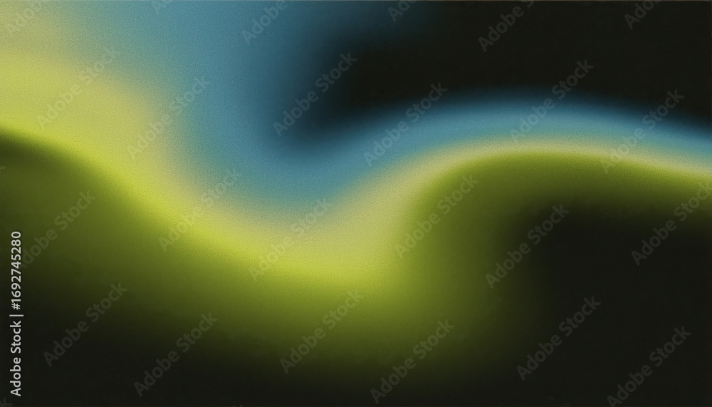 Poster abstract neon wave light gradient with luminous yellow green curve fading into blue on dark backgrou