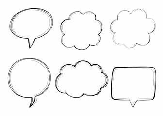 Hand drawn speech bubbles and thought clouds for creative design and messaging