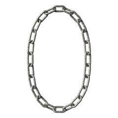 Fototapeta premium Silver Metallic Chain Oval Shape on Transparent Background