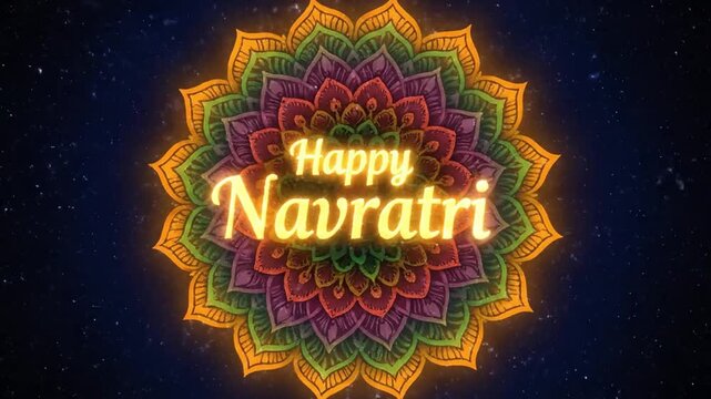 Happy navratri glowing mandala celebration background