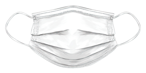 Line Art of Surgical Mask on Transparent Background