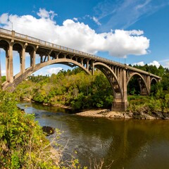 Fototapeta premium Concrete arch bridge over a river