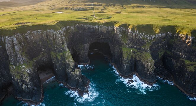 Coastal cliffs and caves