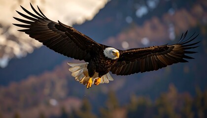 Obraz premium Majestic eagle soaring above mountains