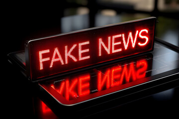 Obraz premium Fake News Alert Sign Highlighting Online Scams, Fraud, and Cybercrime Threats in the Digital World, Raising Concerns About Security and Identity Theft