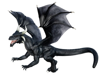 3D Rendering Fairy Tale Dragon on White