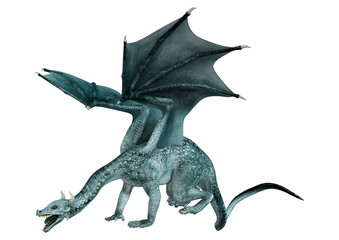 3D Rendering Fairy Tale Dragon on White