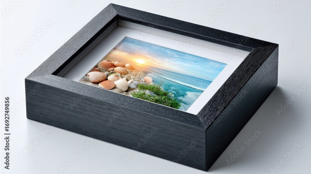 Poster black gallery frame on white background - a matte black picture frame with a clean, modern design pl