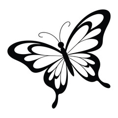  Elegant black and white butterfly silhouette with intricate wing patterns
