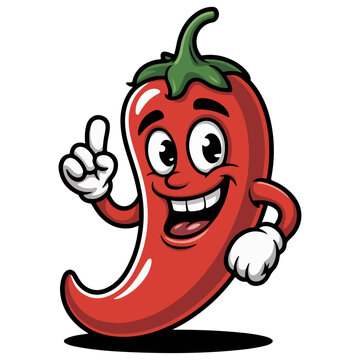 Spicy chili pepper cartoon mascot with silly grin
