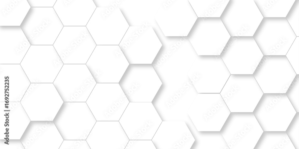 Aufkleber abstract pattern hexagonal white technology line paper background. hexagonal grid tile mosaic struct