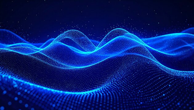 Abstract digital waves in dark blue
