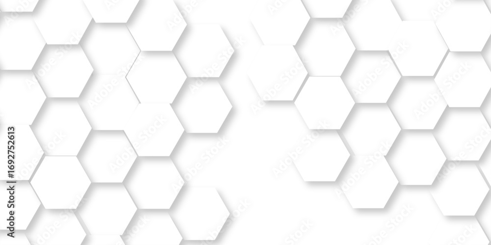 Poster abstract pattern hexagonal white technology line paper background. hexagonal grid tile mosaic struct