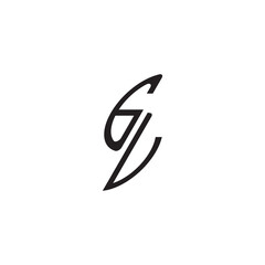 gaming monogram Black  curved oval shape alphabet letter initial logo vector GV