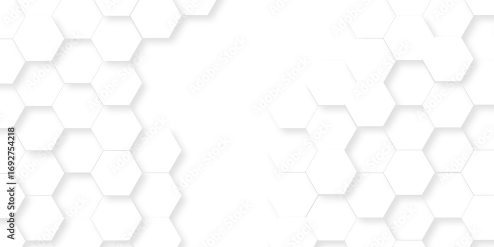 Poster abstract pattern hexagonal white technology line paper background. hexagonal grid tile mosaic struct
