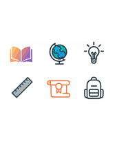 Educational icons representing study materials.ai