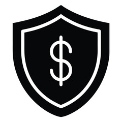 Shield with Dollar Sign Silhouette Vector Illustration