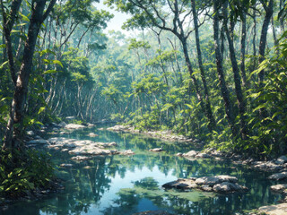 Obraz premium river in the forest