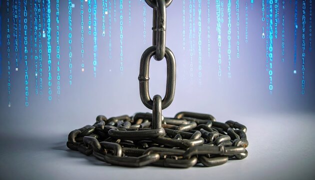 Metallic Chain and Digital Rain Abstract Background - Powered by Adobe