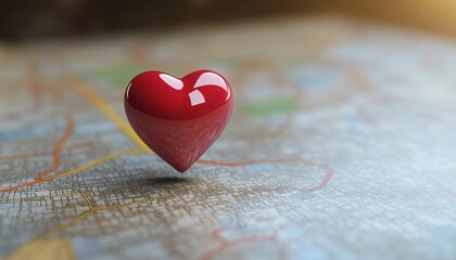 Heart Map Pointer: Enhancing Love Locations With Map Markers And Pin Icons Featuring Heart Emblems. Perfect For Romantic Destinations.