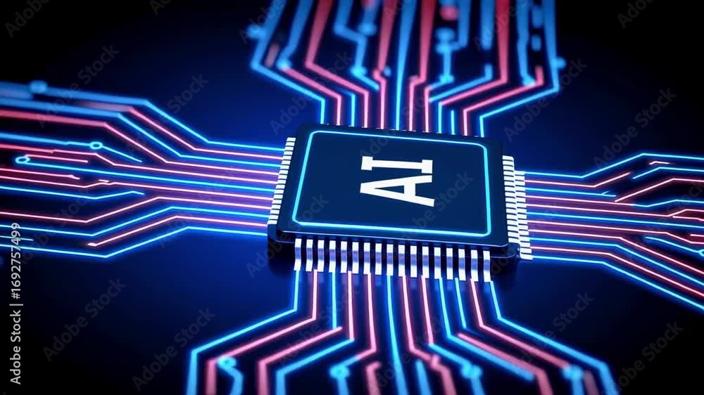 Aufkleber dynamic ai processor with glowing circuits, representing technological innovation and future