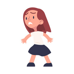 Lost Girl Child Standing in Unfamiliar Place Vector Illustration