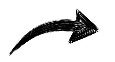 Bold black arrow pointing right with curved tail hand drawn style