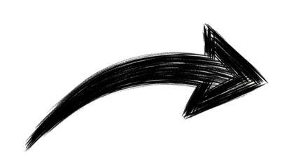 Bold black arrow pointing right with curved tail hand drawn style