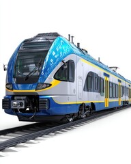 Obraz premium Experience the smooth ride of advanced rail carriages on a scenic transport route