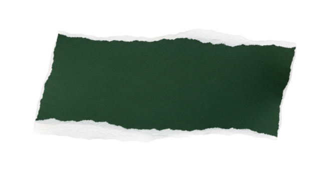 Torn paper edge texture with dark green background isolated on white