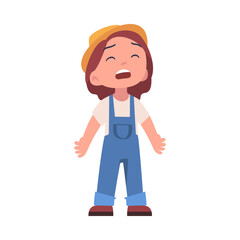 Lost Girl Child Standing in Unfamiliar Place Vector Illustration