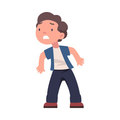 Lost Boy Child Standing in Unfamiliar Place Vector Illustration