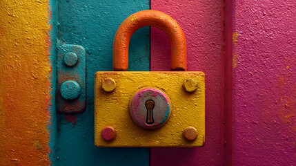 Digital lock, vibrant colors