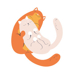 Happy Lover Cat Animal Couple Cuddle Together Vector Illustration