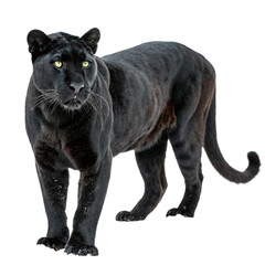 Obraz premium Black Panther PNG with Yellow-Green Eyes on White Background