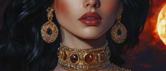  A tight close-up on the woman's face and upper body