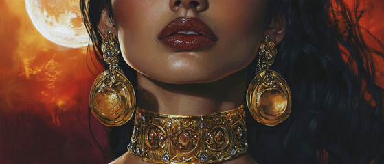  A tight close-up on the woman's face and upper body