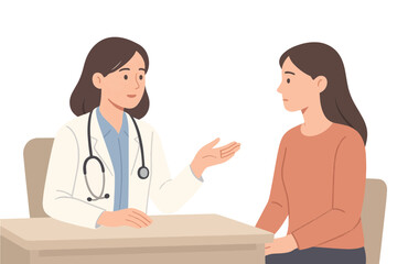 Healthcare professional consulting with a female patient, offering medical advice and support during an appointment