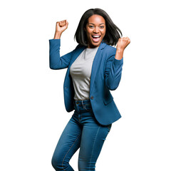 African woman dancing isolated on white