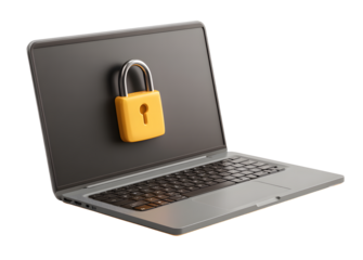 Icon of a Laptop with a kelock on display (isolated icture)