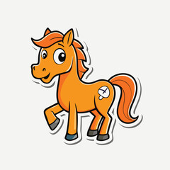 Cartoon orange horse with a watch