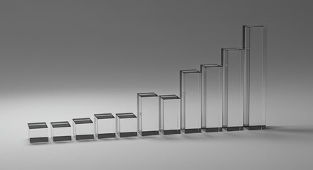 Clear Glass Bars Showing Growth on Gray Background