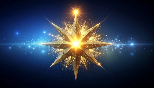 Estrella dorada brillante de Navidad – Golden Christmas shining star